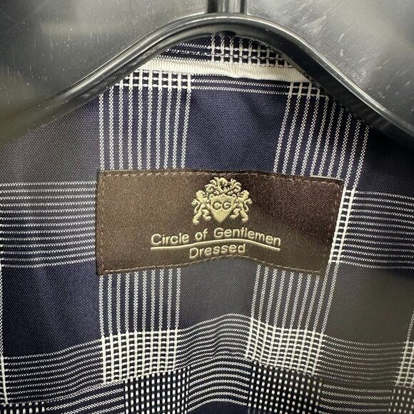 3/$25 Circle of Gentleman Plaid Button Down Shirt 43 Navy - Picture 3 of 7